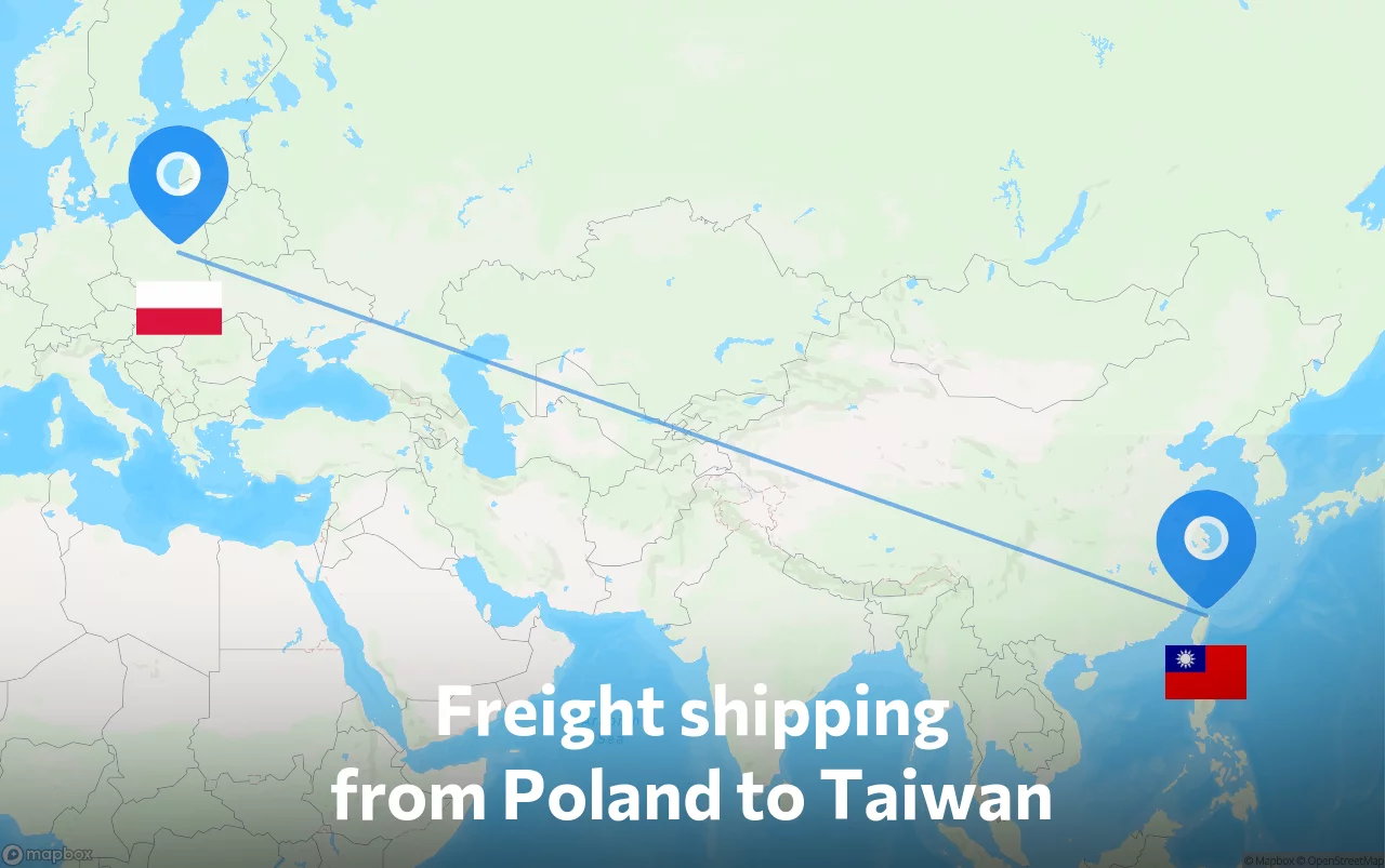 Shipping route from Poland to Taiwan