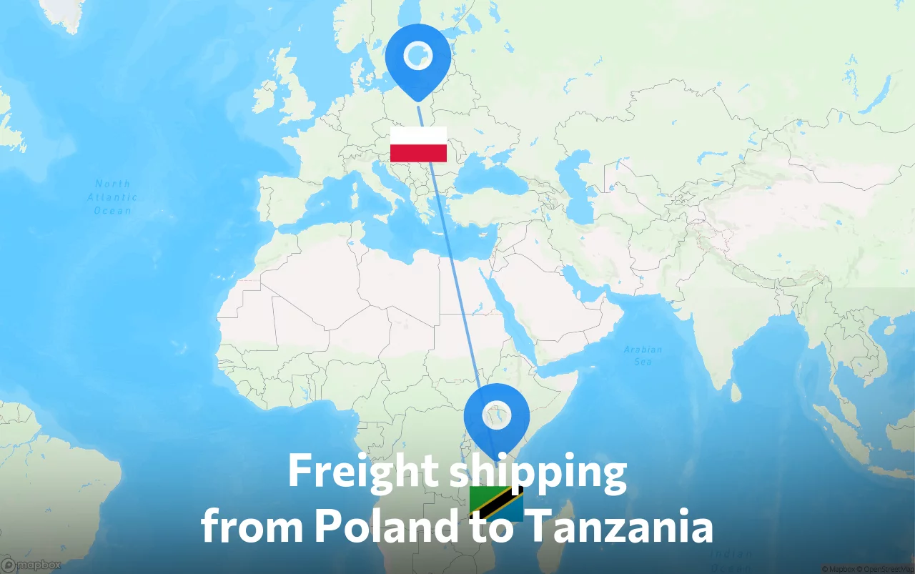 Shipping route from Poland to Tanzania