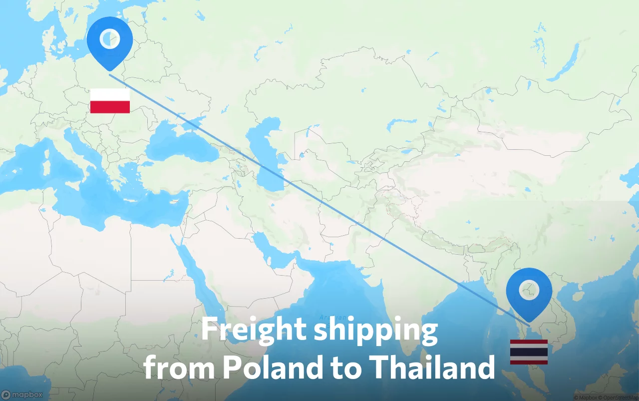 Shipping route from Poland to Thailand