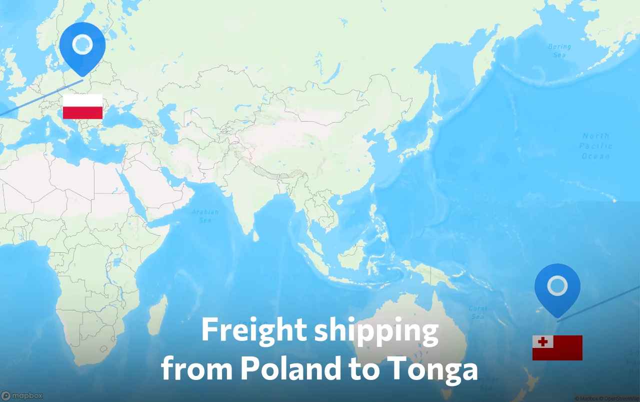 Shipping route from Poland to Tonga
