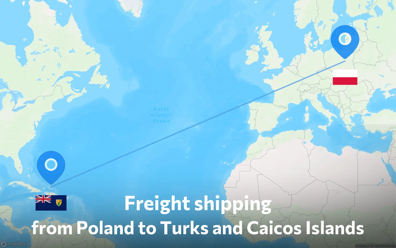 Shipping route from Poland to Turks and Caicos Islands