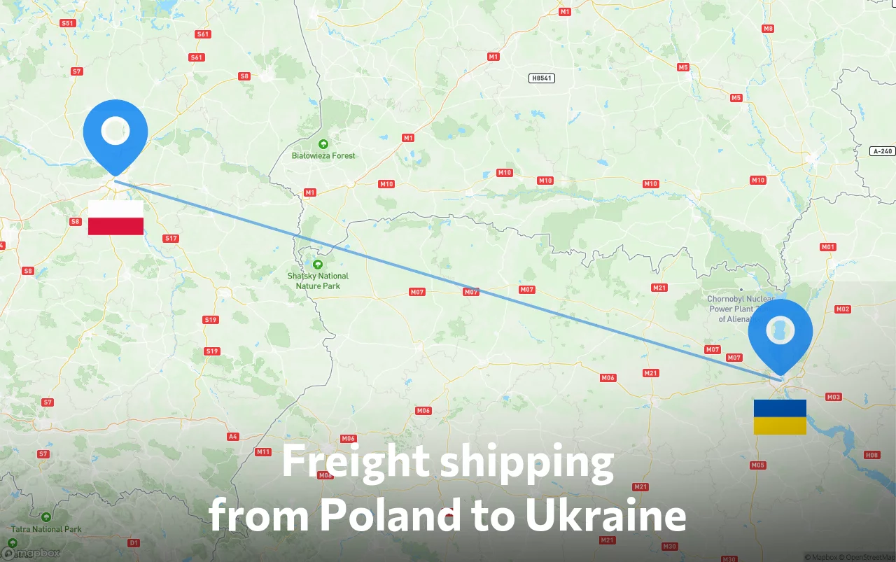 Shipping route from Poland to Ukraine