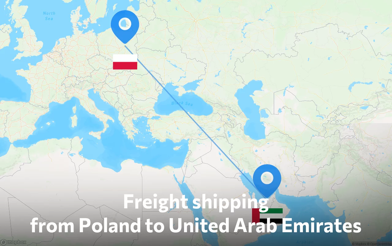 Shipping route from Poland to United Arab Emirates