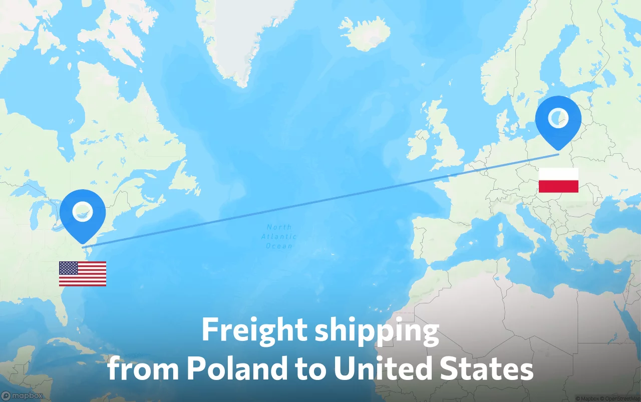 Shipping route from Poland to United States