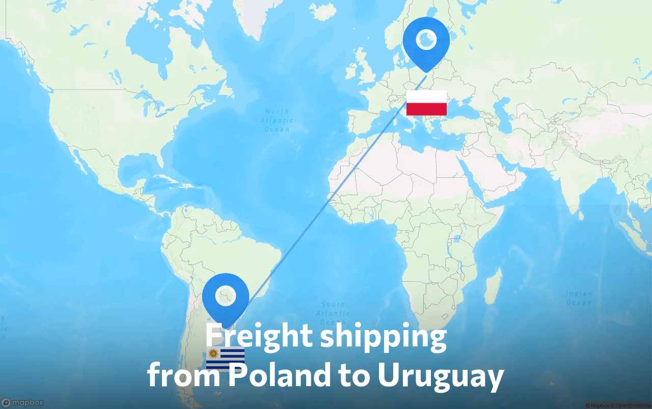 Shipping route from Poland to Uruguay