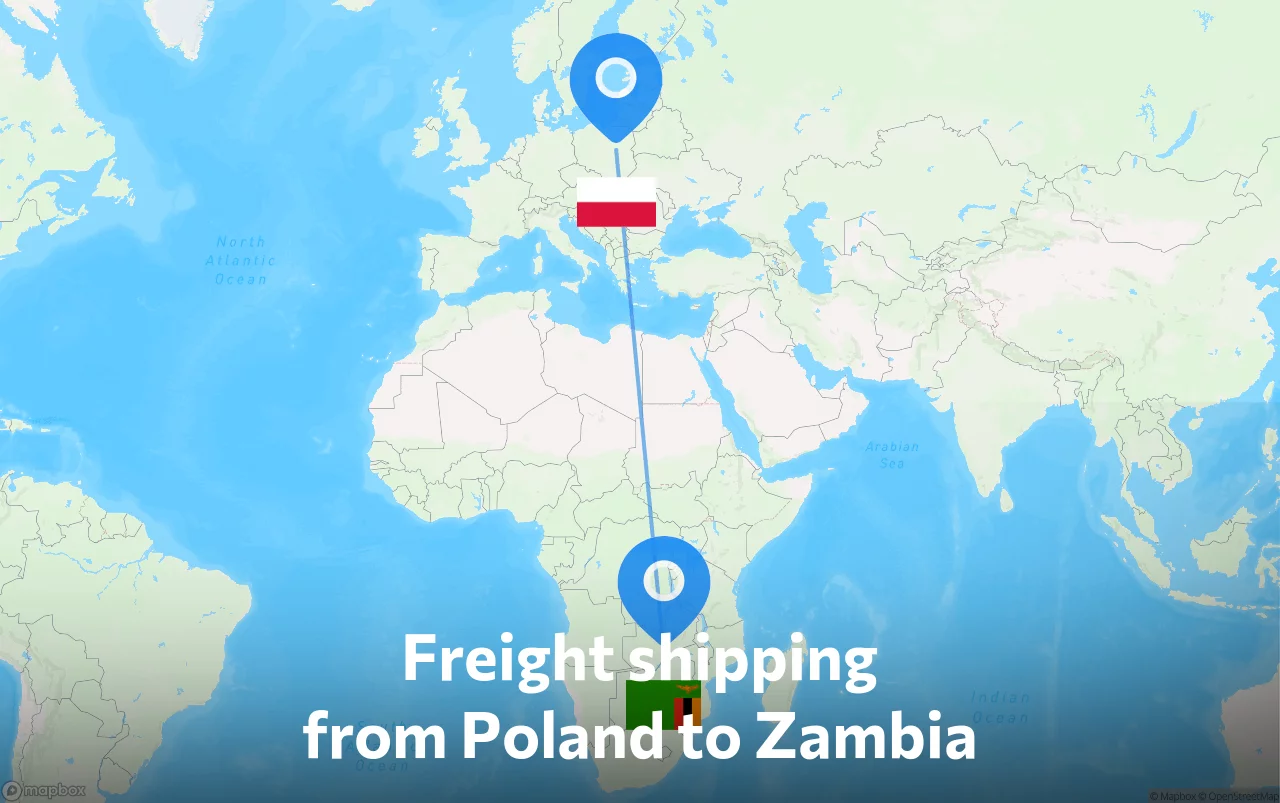 Shipping route from Poland to Zambia