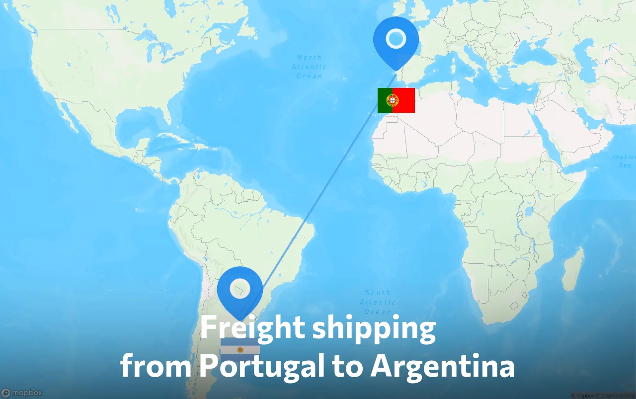 Shipping route from Portugal to Argentina