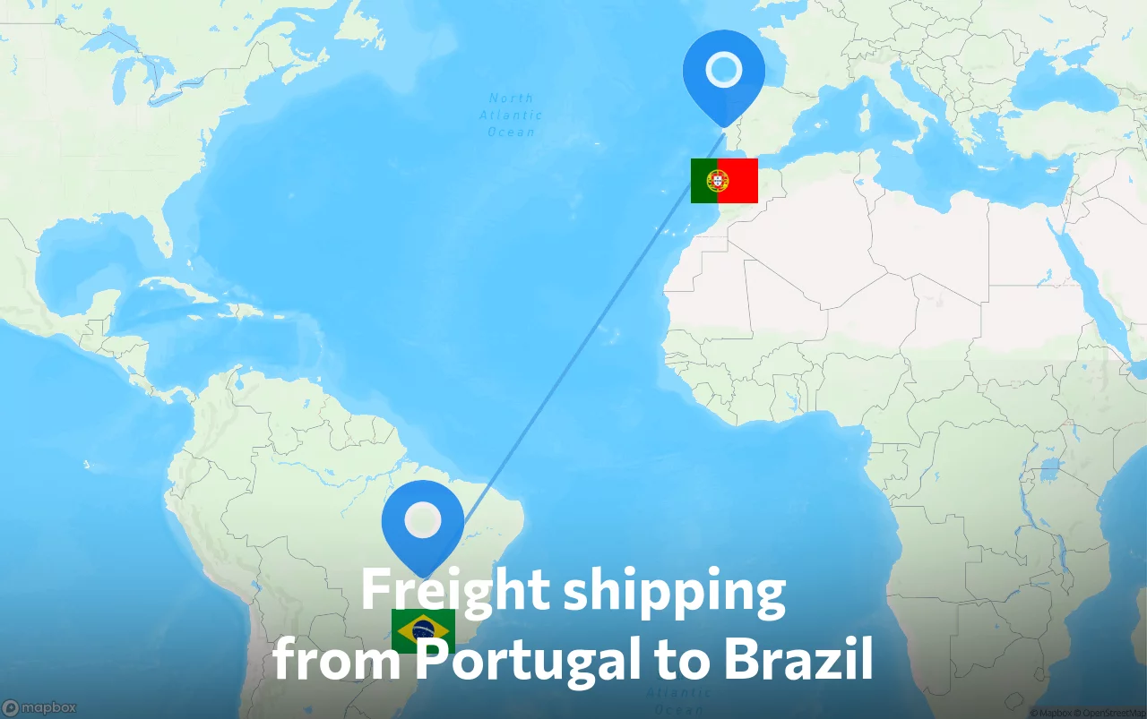 Shipping route from Portugal to Brazil