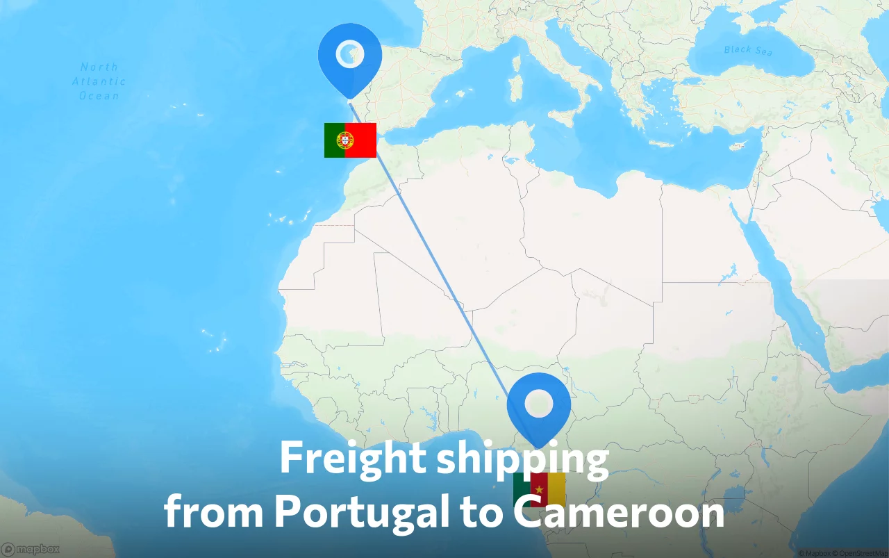 Shipping route from Portugal to Cameroon