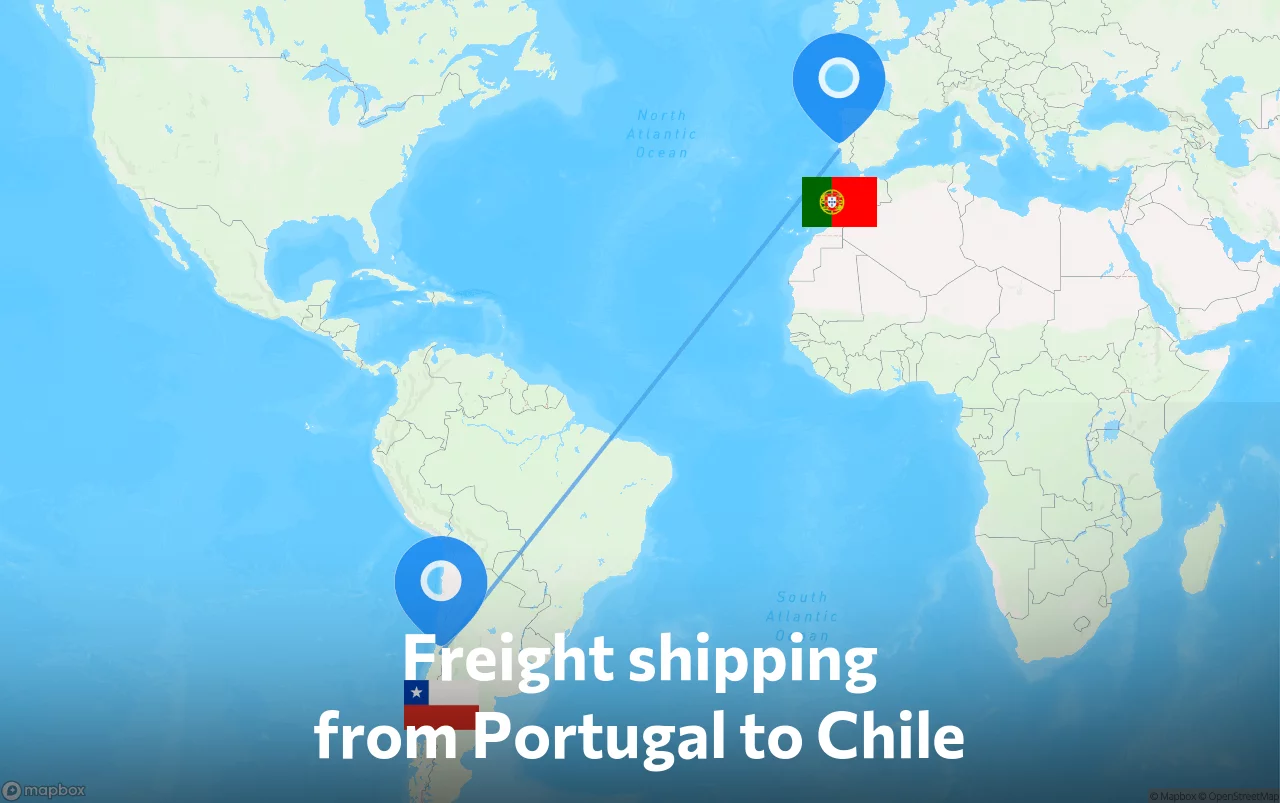 Shipping route from Portugal to Chile