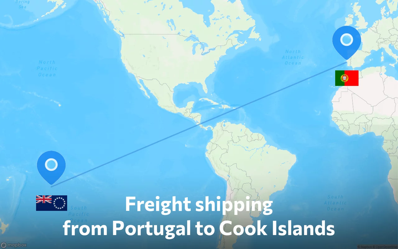 Shipping route from Portugal to Cook Islands