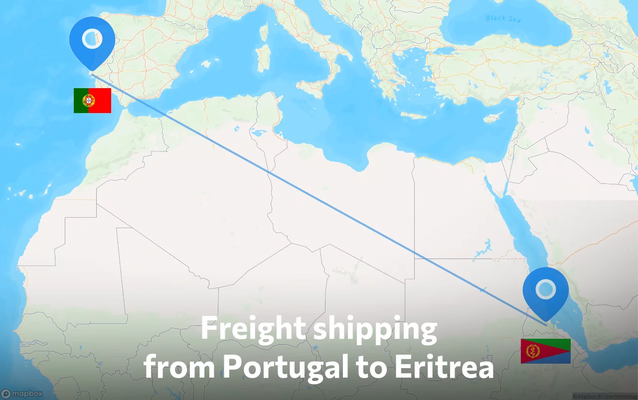 Shipping route from Portugal to Eritrea