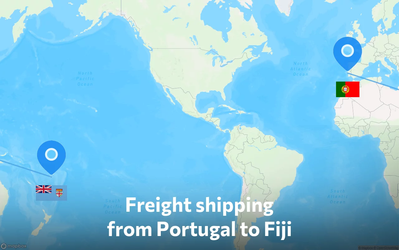 Shipping route from Portugal to Fiji