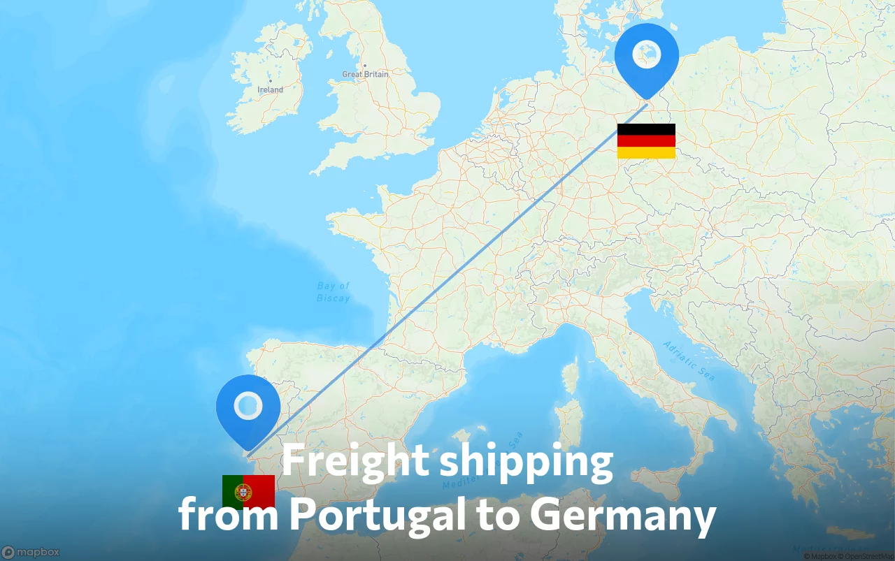 Shipping route from Portugal to Germany