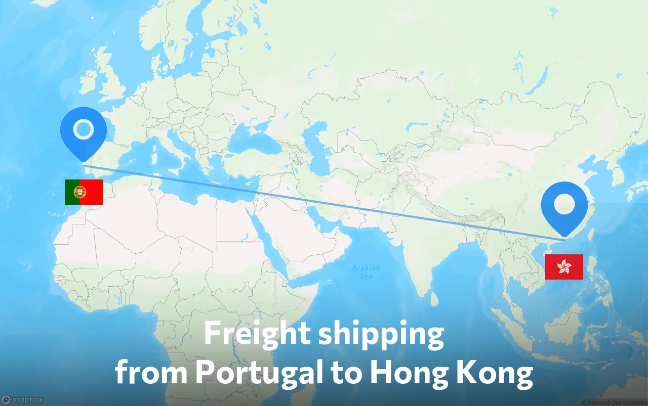 Shipping route from Portugal to Hong Kong