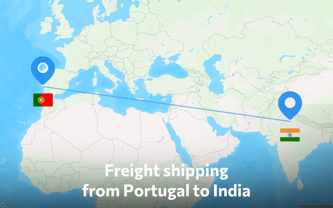 Shipping route from Portugal to India