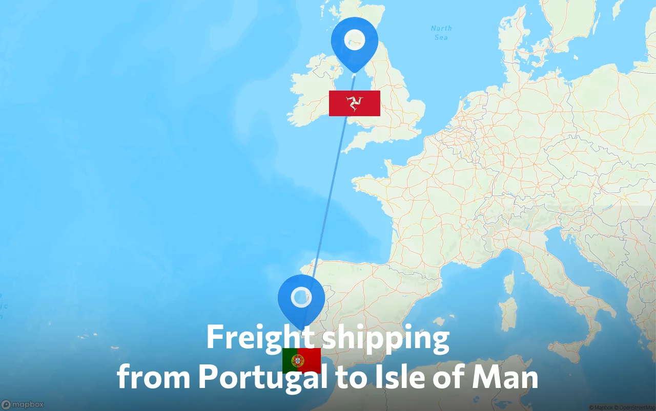 Shipping route from Portugal to Isle of Man