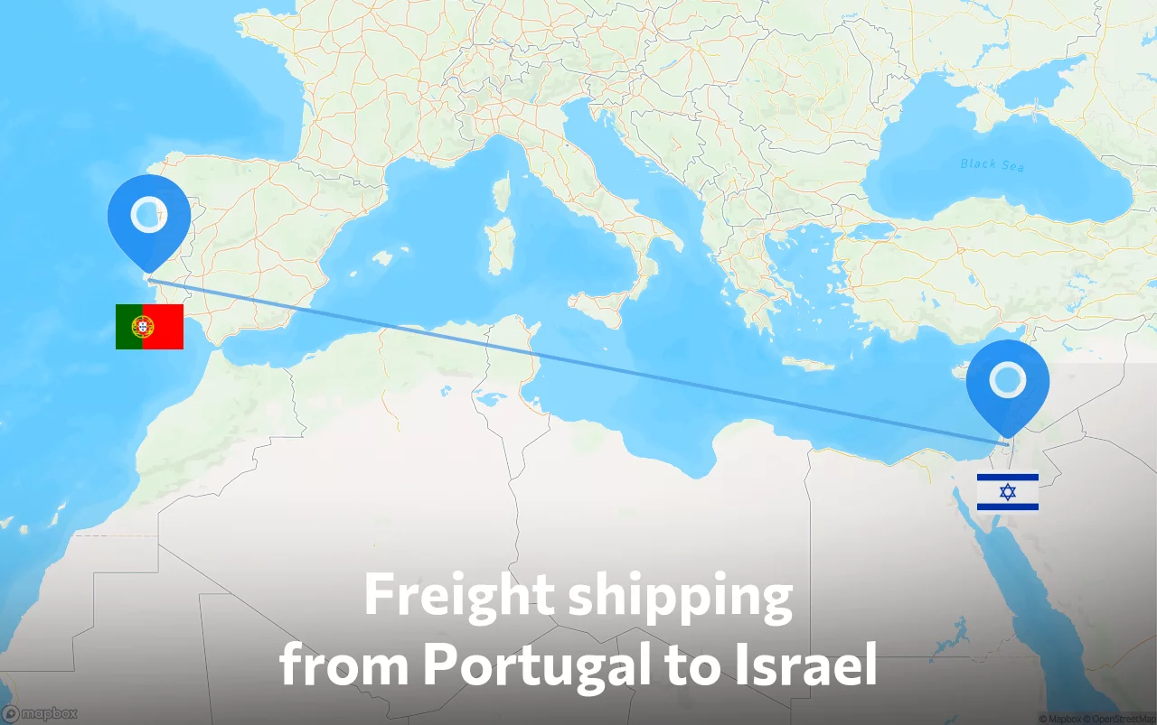 Shipping route from Portugal to Israel