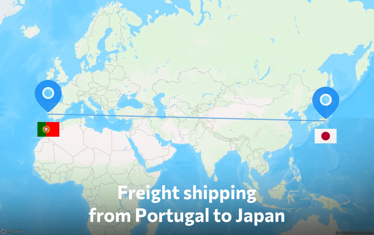 Shipping route from Portugal to Japan