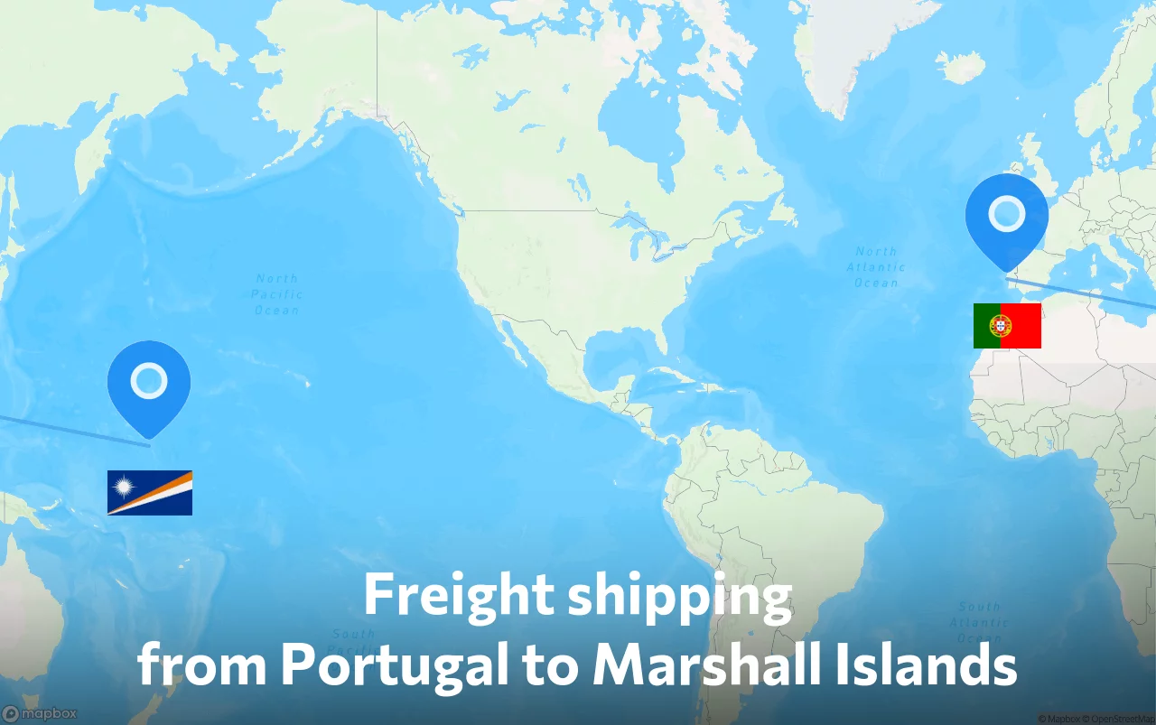 Shipping route from Portugal to Marshall Islands