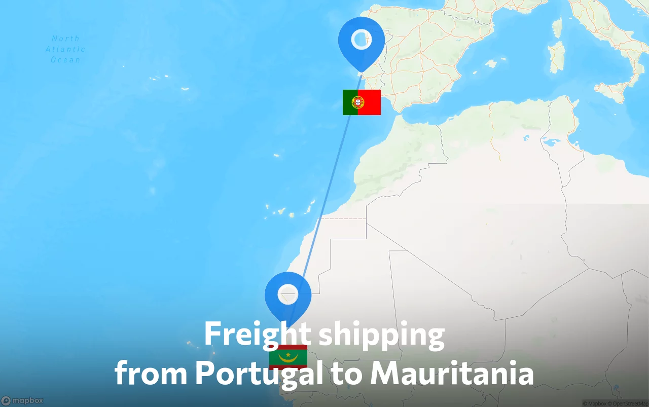 Shipping route from Portugal to Mauritania