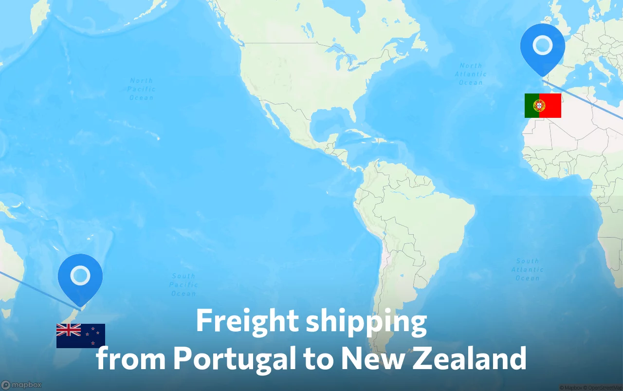 Shipping route from Portugal to New Zealand