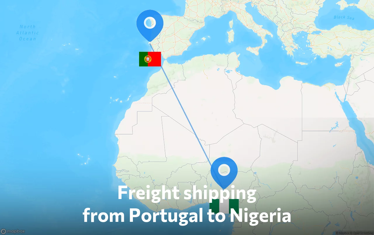 Shipping route from Portugal to Nigeria