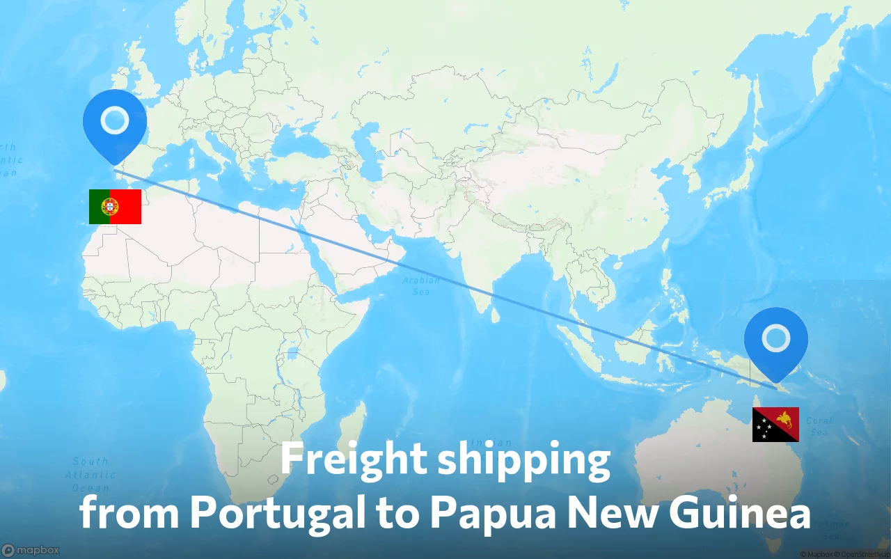 Shipping route from Portugal to Papua New Guinea