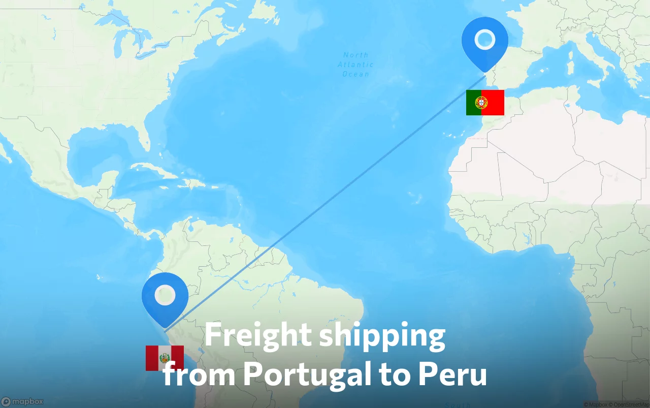 Shipping route from Portugal to Peru