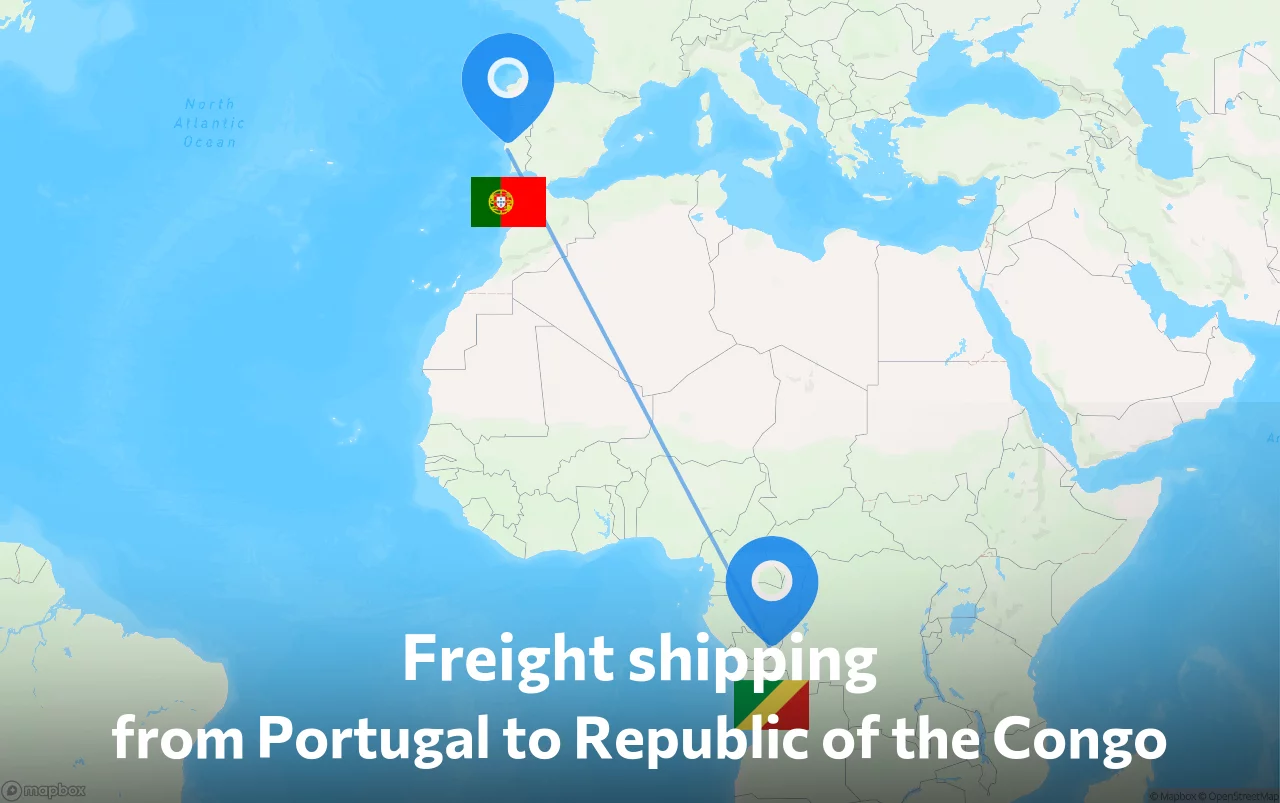Shipping route from Portugal to Republic of the Congo