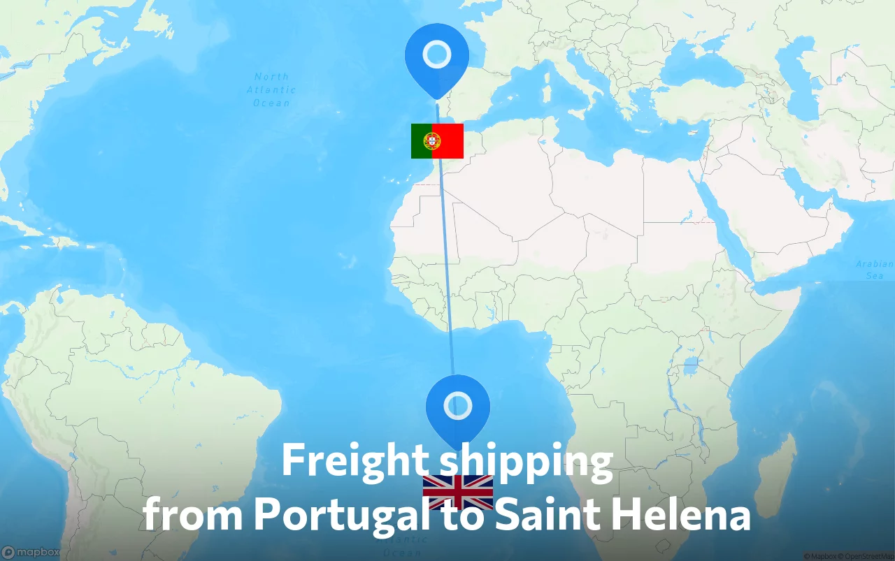 Shipping route from Portugal to Saint Helena