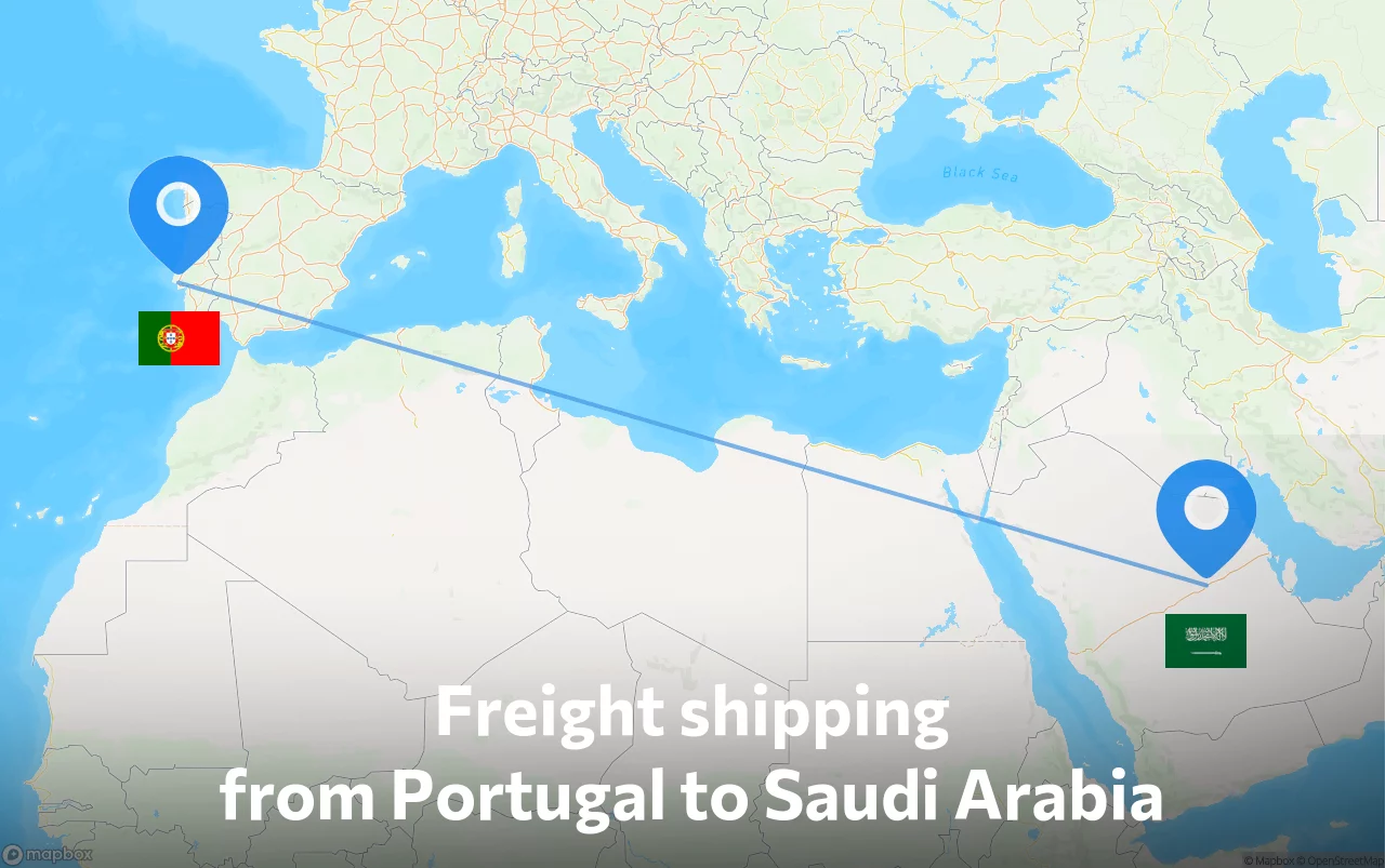 Shipping route from Portugal to Saudi Arabia