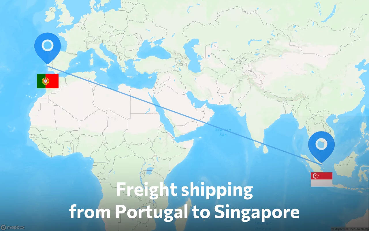 Shipping route from Portugal to Singapore