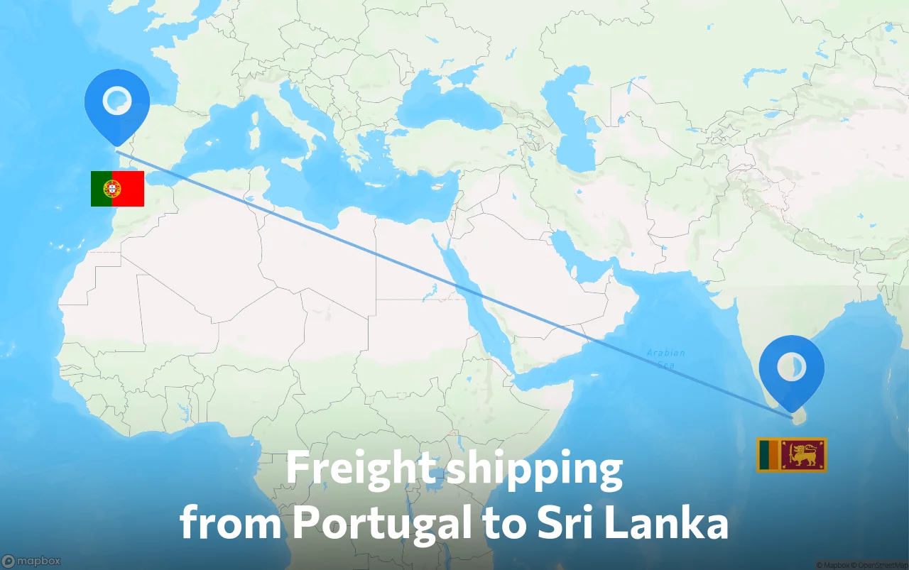 Shipping route from Portugal to Sri Lanka