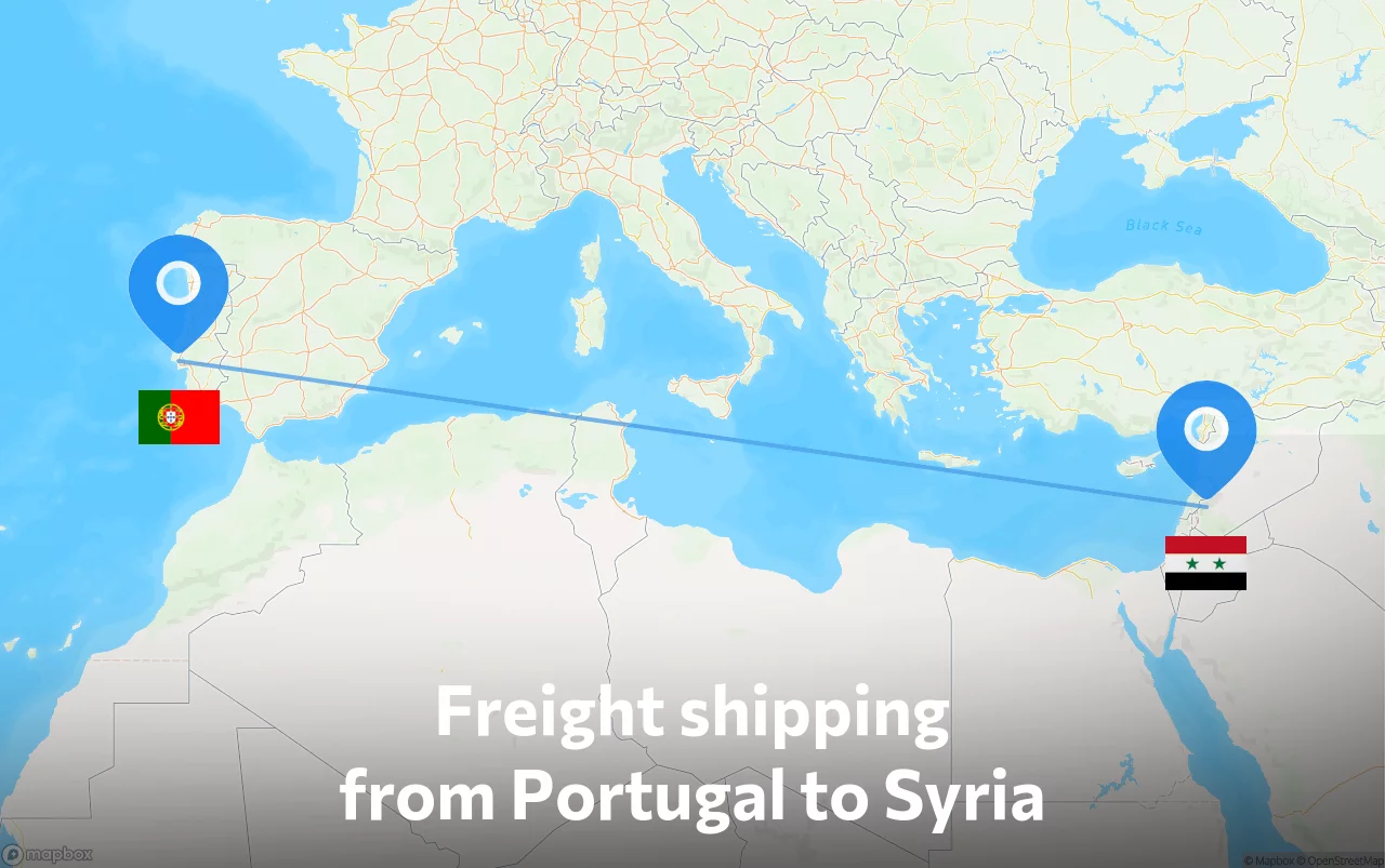 Shipping route from Portugal to Syria