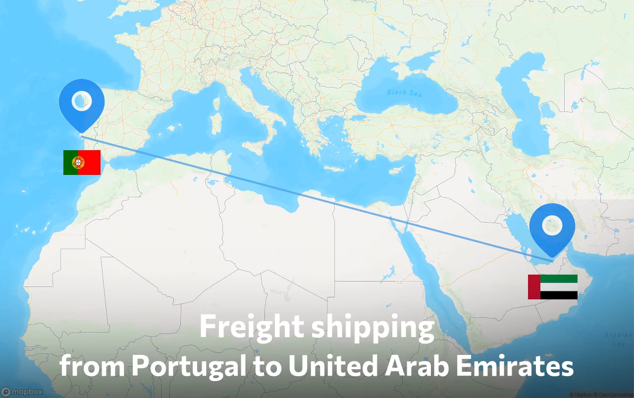 Shipping route from Portugal to United Arab Emirates