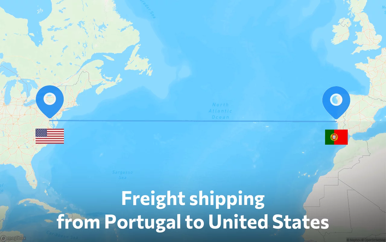 Shipping route from Portugal to United States