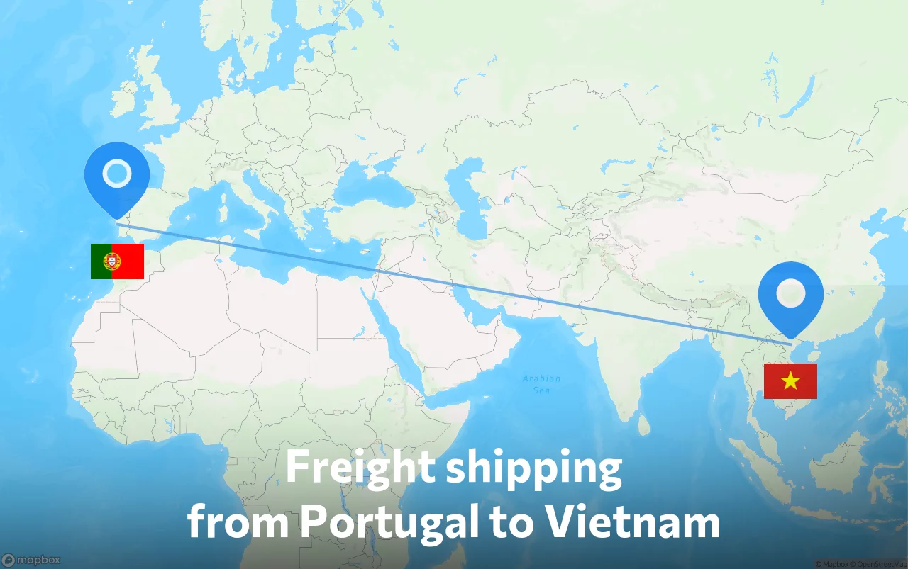 Shipping route from Portugal to Vietnam