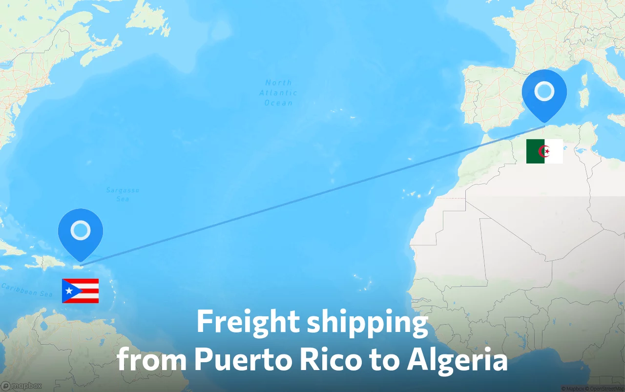 Shipping route from Puerto Rico to Algeria