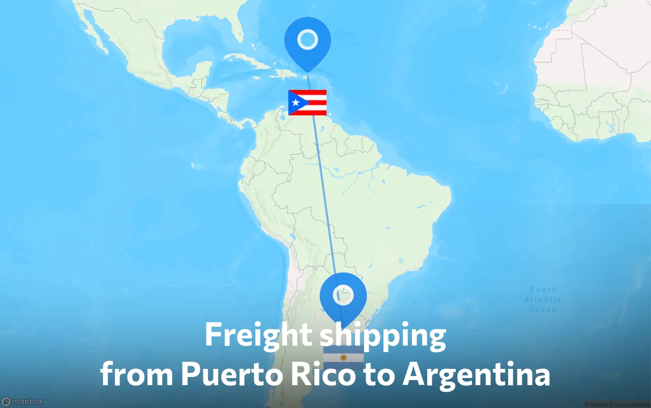 Shipping route from Puerto Rico to Argentina