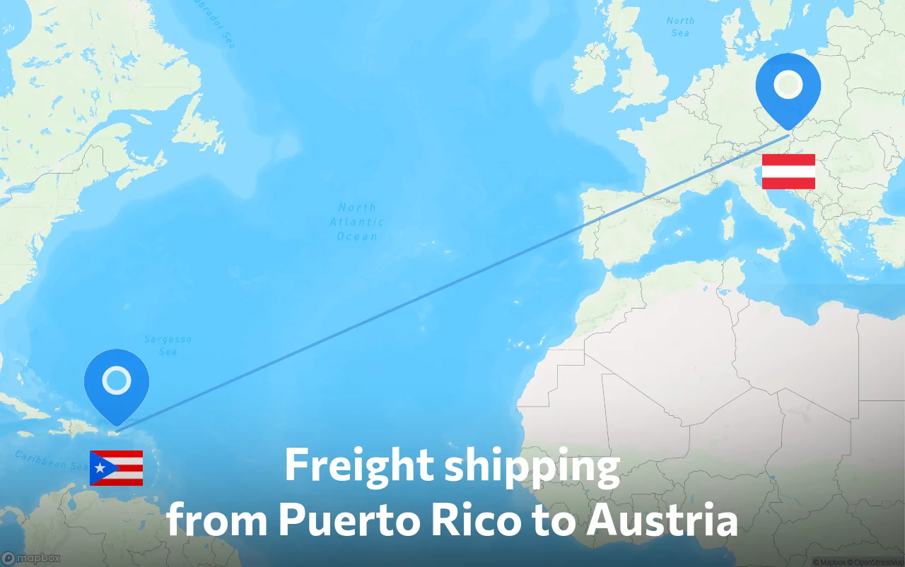Shipping route from Puerto Rico to Austria