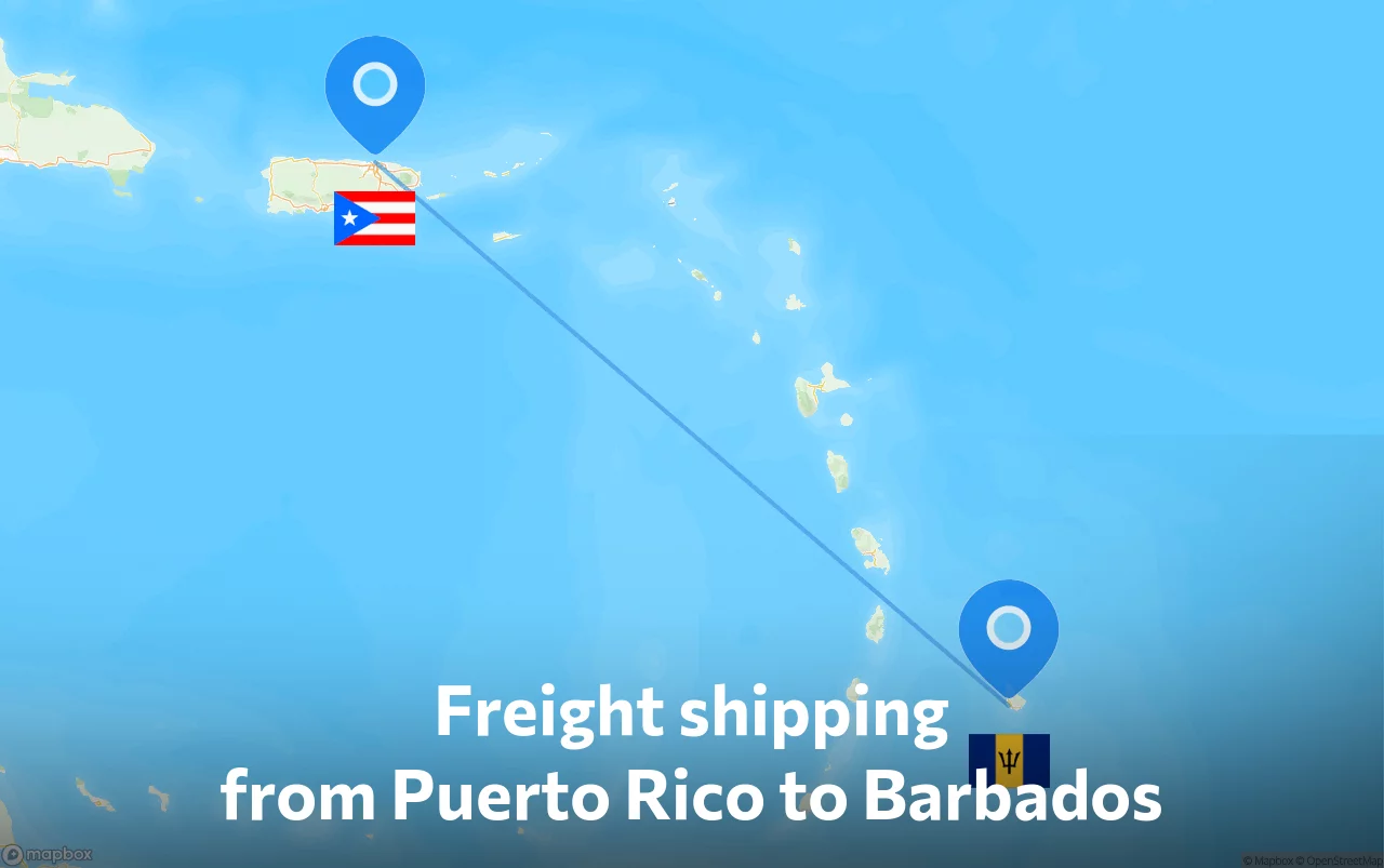 Shipping route from Puerto Rico to Barbados