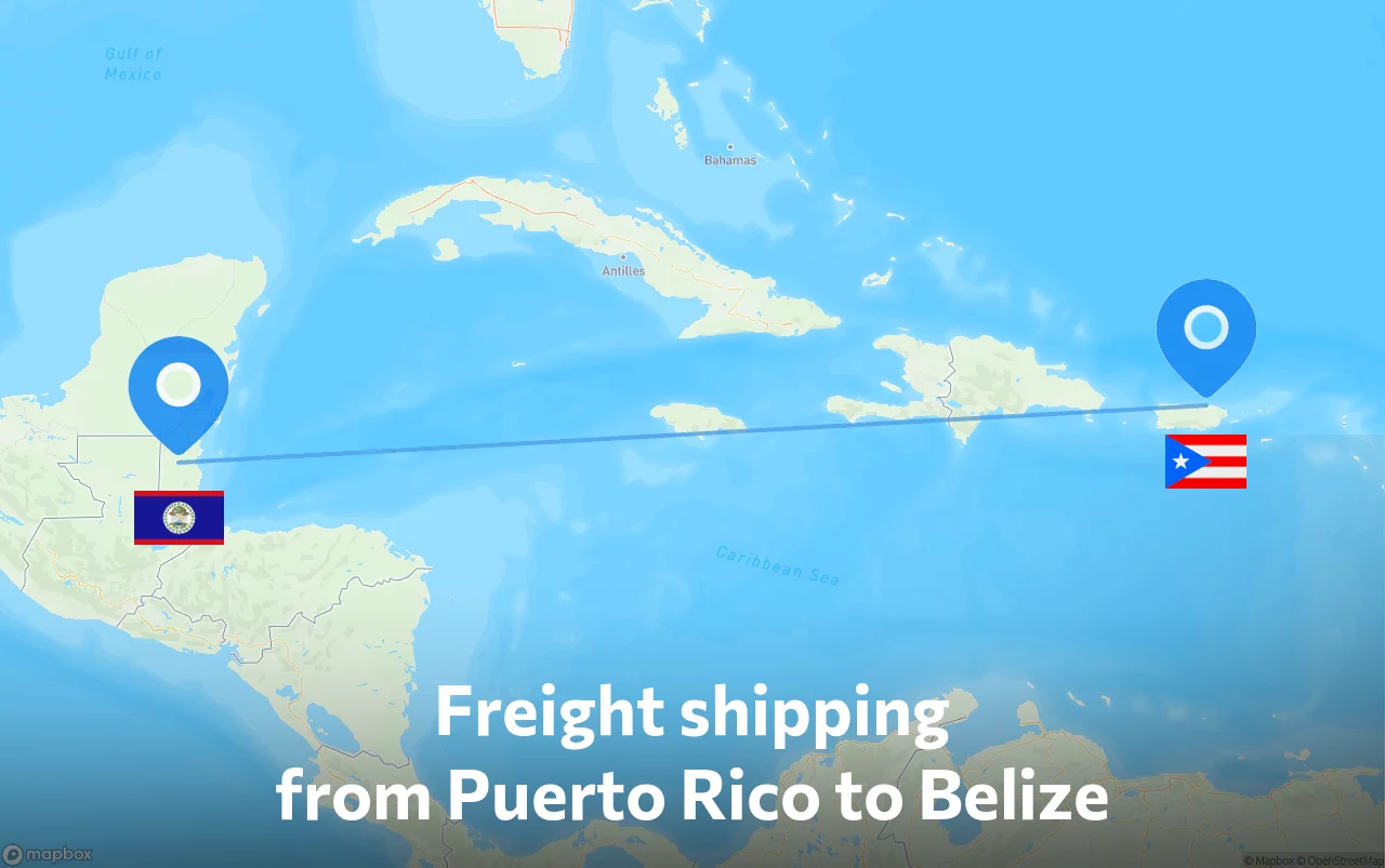 Shipping route from Puerto Rico to Belize