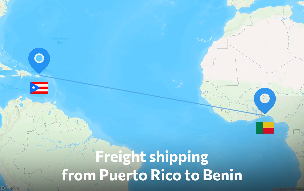 Shipping route from Puerto Rico to Benin