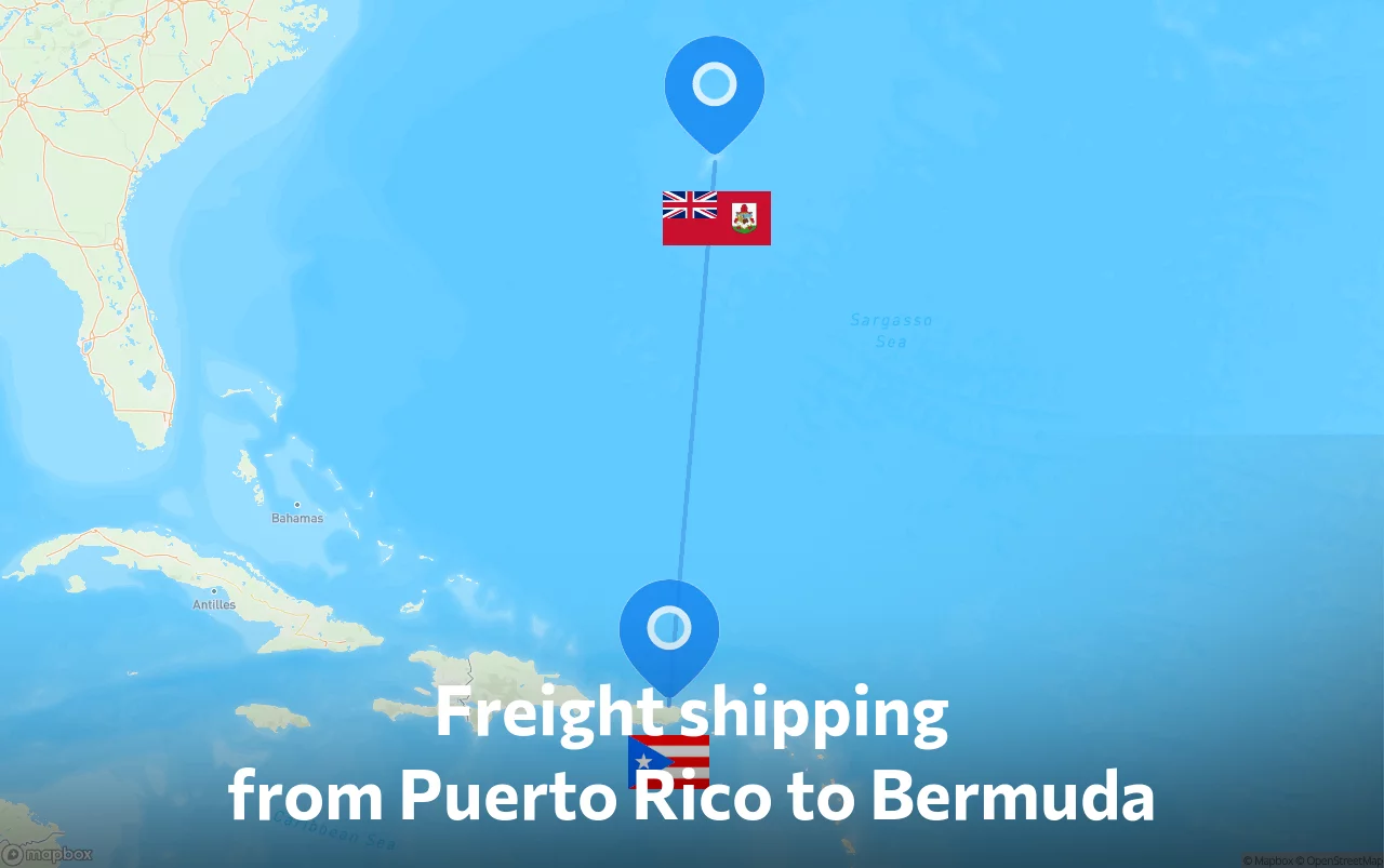 Shipping route from Puerto Rico to Bermuda