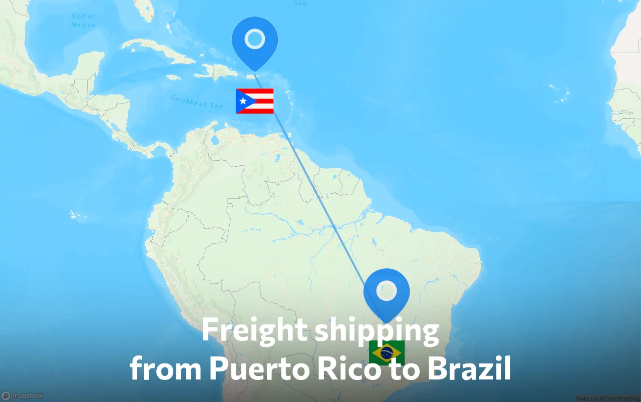 Shipping route from Puerto Rico to Brazil