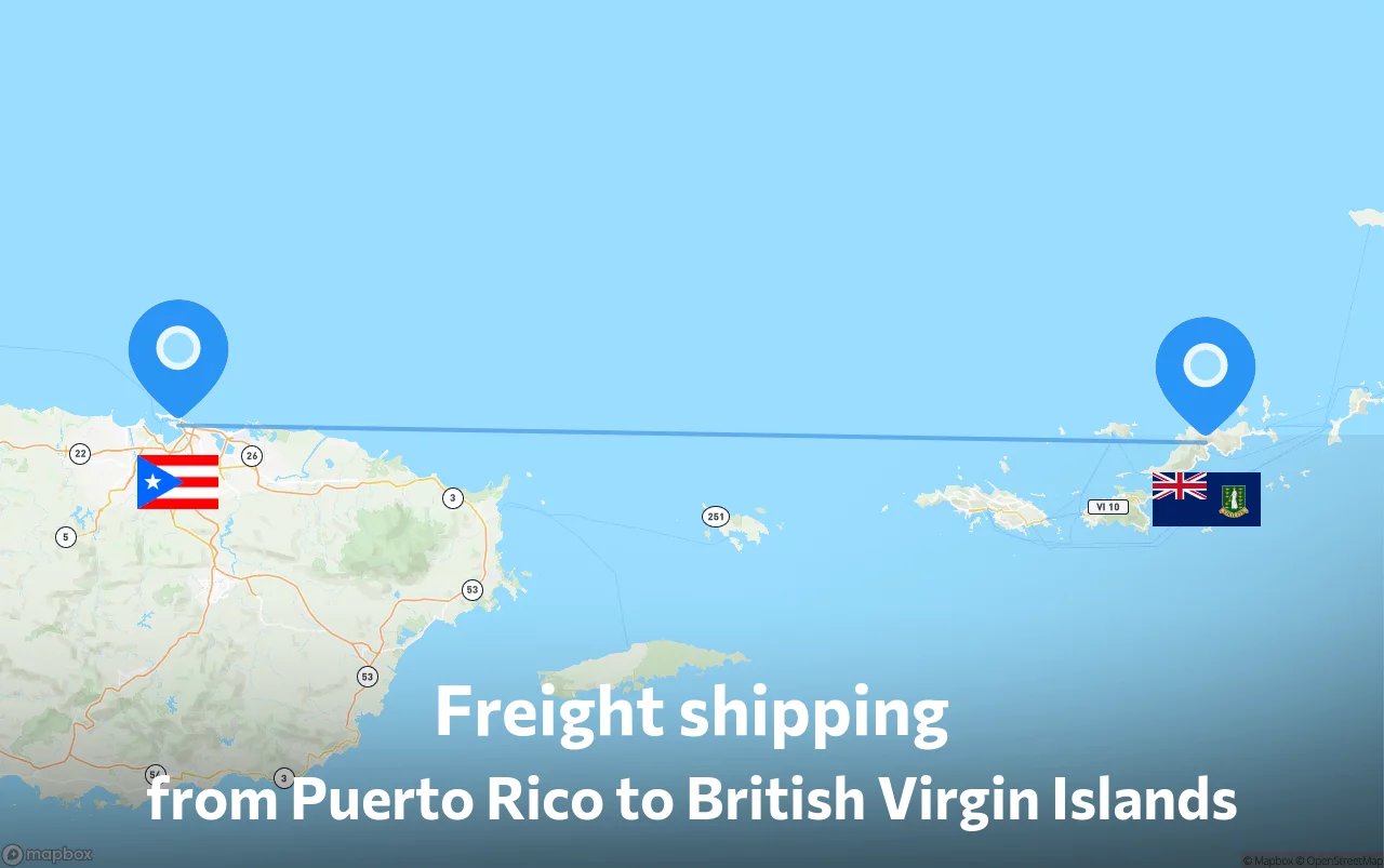 Shipping route from Puerto Rico to British Virgin Islands