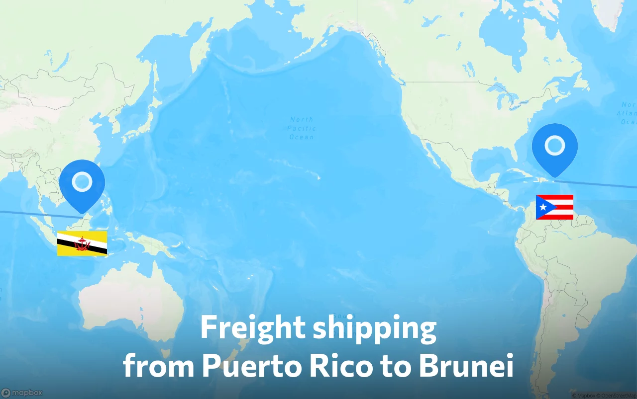 Shipping route from Puerto Rico to Brunei