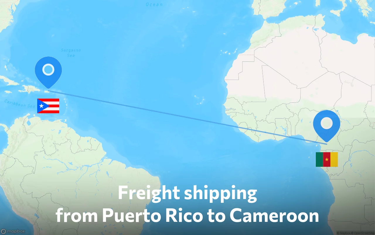 Shipping route from Puerto Rico to Cameroon