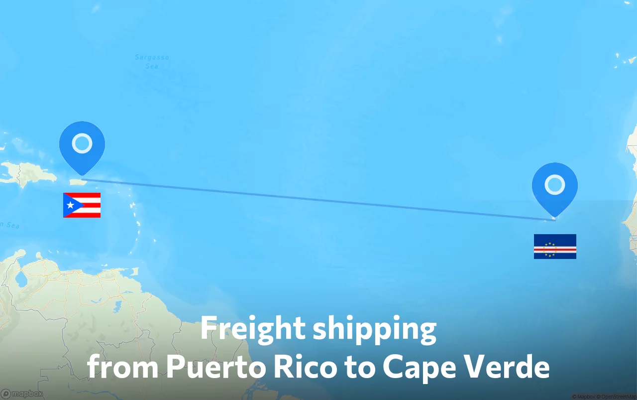 Shipping route from Puerto Rico to Cape Verde